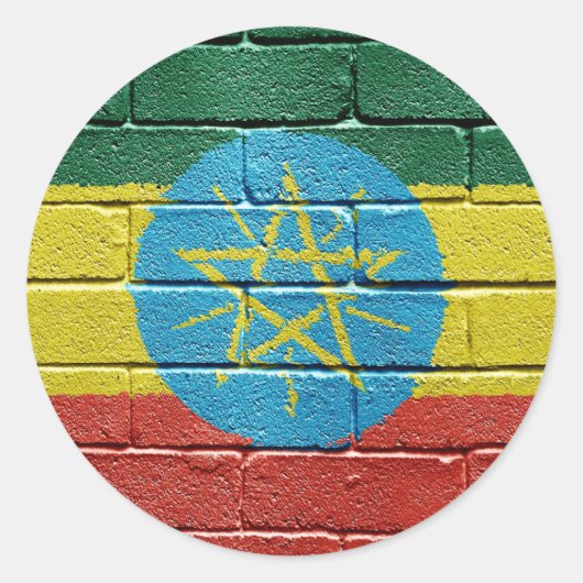 vlag van Ethiopië Ronde Sticker (Voorkant)