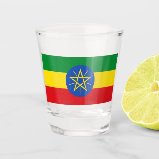 vlag van Ethiopië Shot Glas (Voorkant)