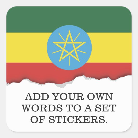 vlag van Ethiopië Vierkante Sticker (Voorkant)
