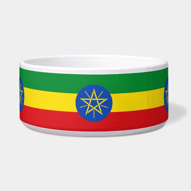 Vlag van Ethiopië Voerbakje (Voorkant)