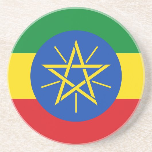 Vlag van Ethiopië Zandsteen Onderzetter (Voorkant)