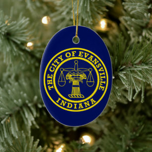 Vlag van Evansville, Indiana Keramisch Ornament