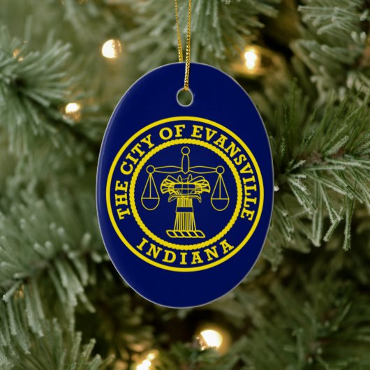 Vlag van Evansville, Indiana Keramisch Ornament (Boom)