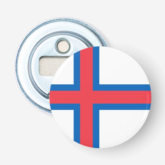 Vlag van Faeröer Button Flesopener (Voorkant)