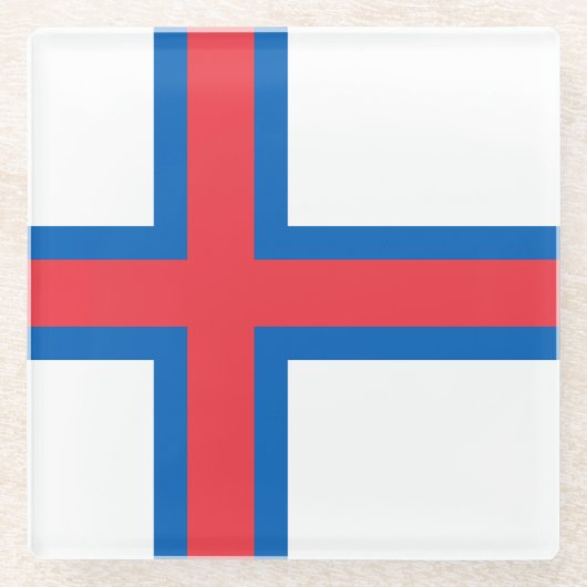 Vlag van Faeröer Glazen Onderzetter (Voorkant)