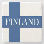 Vlag van Finland Blue Cross Suomi Stenen Onderzetter (Voorkant)