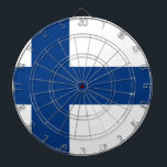 Vlag van Finland Dartbord<br><div class="desc">Vlag van Finland: Fins: Suomen lippu, ook bekend als "Siniristilippu" (De vlag voor het Blauwe Kruis)</div>