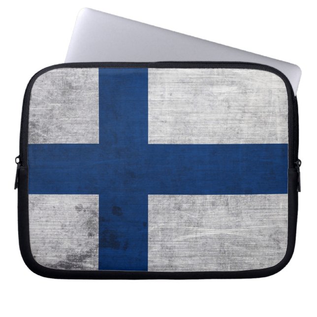 Vlag van Finland Grunge Laptop Sleeve (Voorkant)