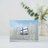 Vlag van Finland, met sneeuwbedekking bedekte pijn Briefkaart (Staand voorkant)