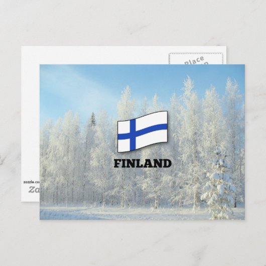 Vlag van Finland, met sneeuwbedekking bedekte pijn Briefkaart (Voorkant / Achterkant)