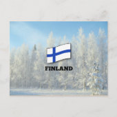 Vlag van Finland, met sneeuwbedekking bedekte pijn Briefkaart (Voorkant)