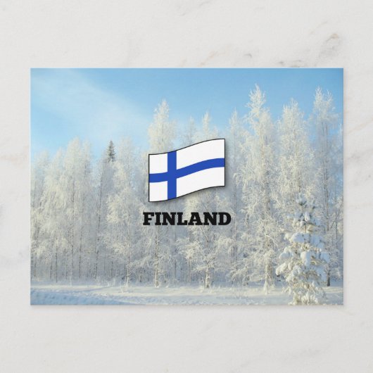 Vlag van Finland, met sneeuwbedekking bedekte pijn Briefkaart (Voorkant)