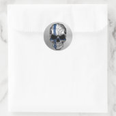 Vlag van Finland op een Steel Skull Graphic Ronde Sticker (Tas)