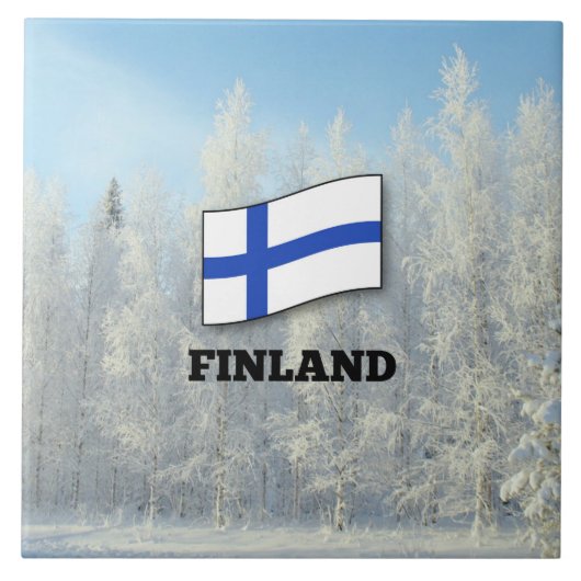 Vlag van Finland, Sneeuwlandschap, Tegeltje (Voorkant)