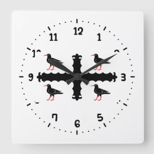 Vlag van Flintshire Square Wall Clock Vierkante Klok