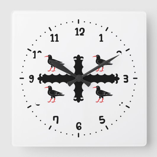 Vlag van Flintshire Square Wall Clock Vierkante Klok (Voorkant)