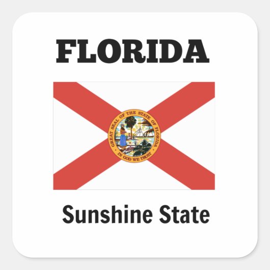Vlag van Florida en staatsmotto Vierkante Sticker (Voorkant)