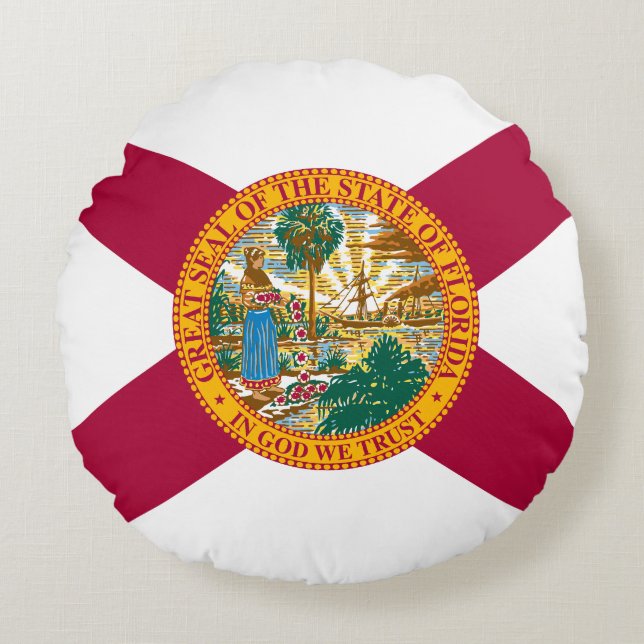 Vlag van Florida Rond Kussen (Voorkant)