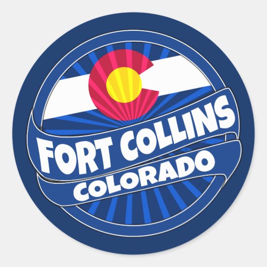 Vlag van Fort Collins Colorado breekt stickers (Voorkant)