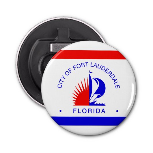 Vlag van Fort Lauderdale, Florida Button Flesopener (Voorkant)