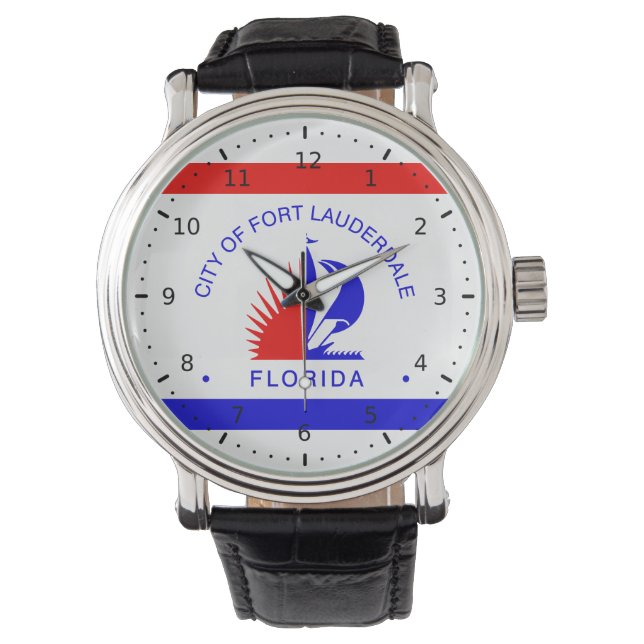 Vlag van Fort Lauderdale, Florida Horloge (Voorkant)