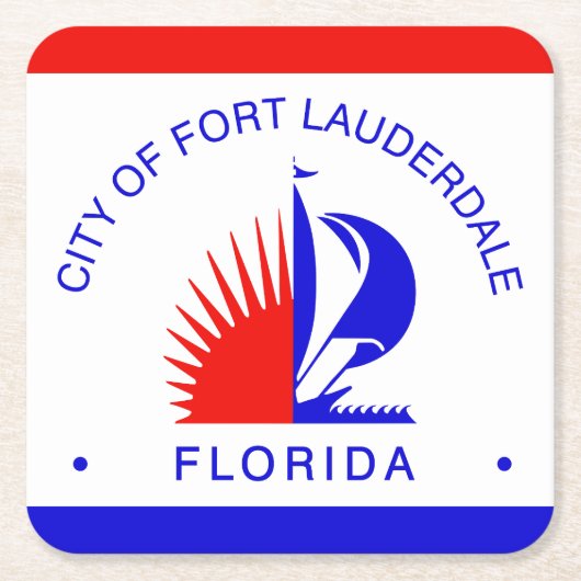 Vlag van Fort Lauderdale, Florida Kartonnen Onderzetters (Voorkant)