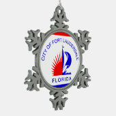 Vlag van Fort Lauderdale, Florida Tin Sneeuwvlok Ornament (Links)