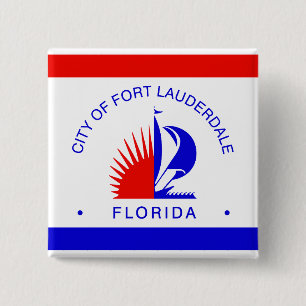 Vlag van Fort Lauderdale, Florida Vierkante Button 5,1 Cm