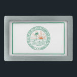 Vlag van Fort Pembroke Pines, Florida Gesp<br><div class="desc">Belt Buckle met een ontwerp met de vlag van Pembroke Pines,  Florida. Een witte vlag met een groene stadszegel in het centrum</div>
