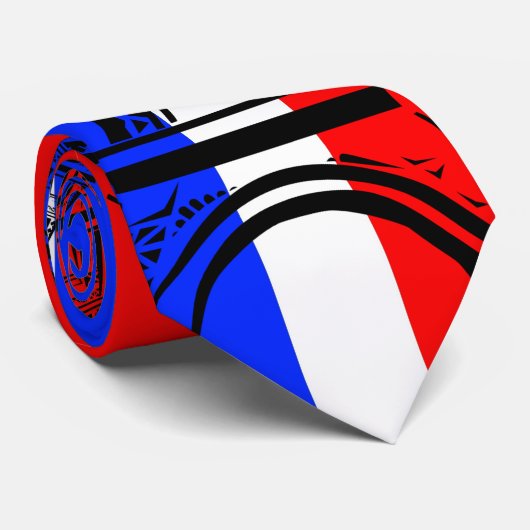 Vlag van Frankrijk en Eiffeltoren Stropdas (Opgerold)