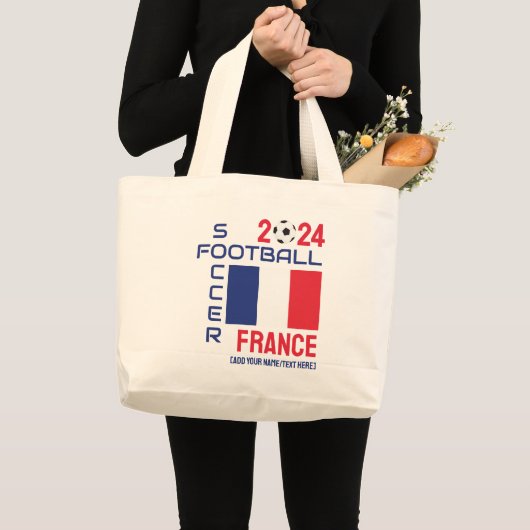 Vlag van FRANKRIJK Football Aangepaste Naam 2024 E Grote Tote Bag (Voorkant (product))