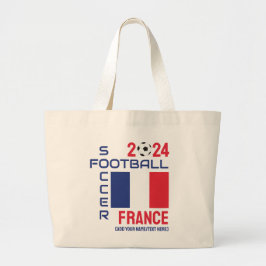 Vlag van FRANKRIJK Football Aangepaste Naam 2024 E Grote Tote Bag