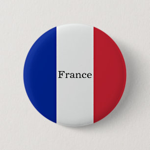 Vlag van Frankrijk, geëtiketteerd, Ronde Button 5,7 Cm