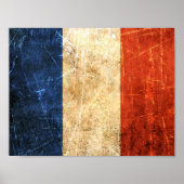 vlag van Frankrijk, gescrateerd en versleten Poster (Voorkant)