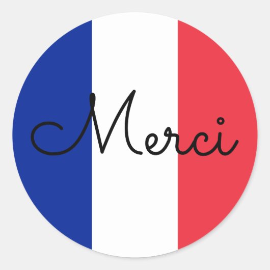 Vlag van Frankrijk Kleuren Merci Ronde Sticker (Voorkant)