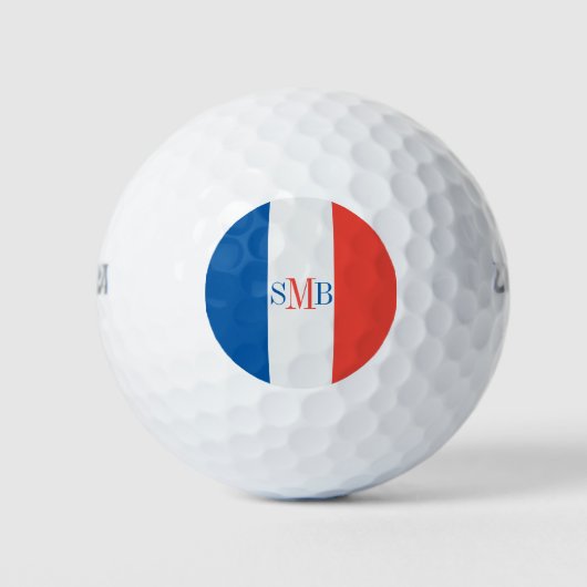 Vlag van Frankrijk met aangepaste monogram Golfballen (Voorkant)