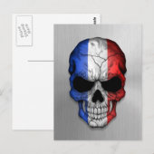 Vlag van Frankrijk op een stalen schedel Briefkaart (Voorkant / Achterkant)