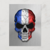 Vlag van Frankrijk op een stalen schedel Briefkaart (Voorkant)