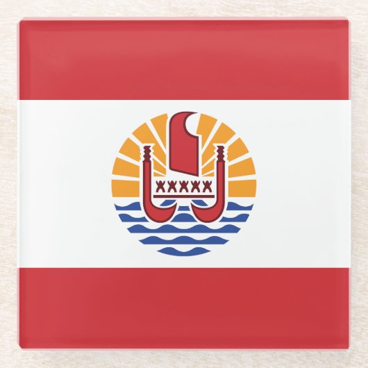 Vlag van Frans-Polynesië Glazen Onderzetter (Voorkant)