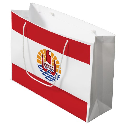 Vlag van Frans-Polynesië Groot Cadeauzakje (Voorkant Gekanteld)