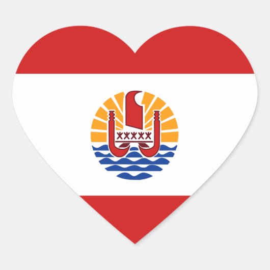 Vlag van Frans-Polynesië Hart Sticker (Voorkant)