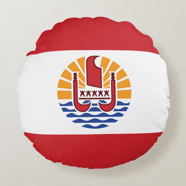 Vlag van Frans-Polynesië Rond Kussen (Voorkant)