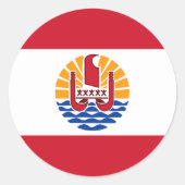 Vlag van Frans-Polynesië Ronde Sticker (Voorkant)