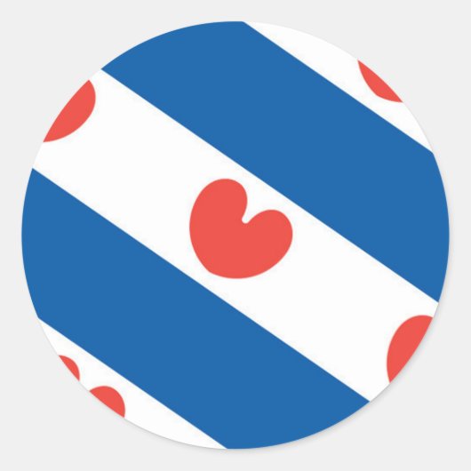Vlag van Friesland Ronde Sticker (Voorkant)