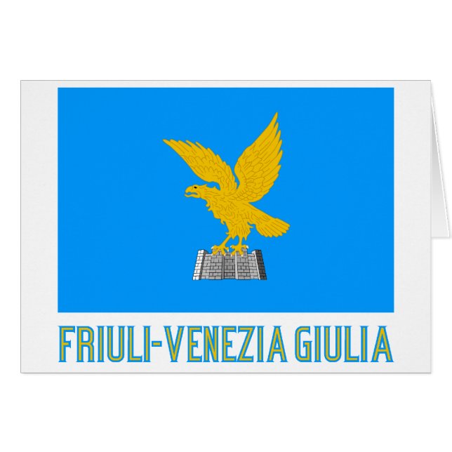 vlag van Friuli-Venezia Giulia met naam (Voorkant Horizontaal)