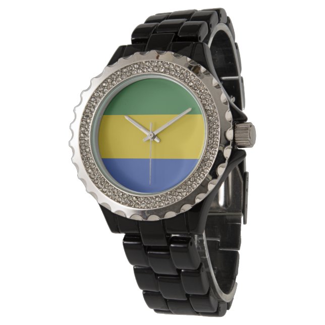 vlag van Gabon Horloge (Gekanteld)