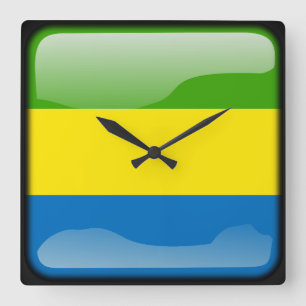 Vlag van Gabon Vierkante Klok