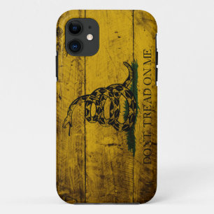 Vlag van Gadsden op de oude houten korrel Case-Mate iPhone Case