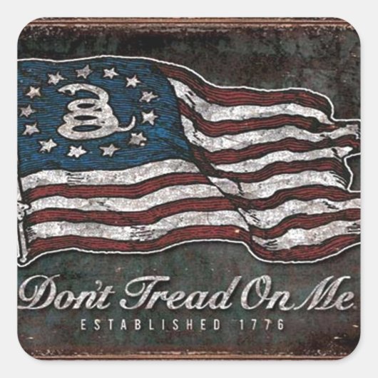 vlag van gadsden - vrijheid of dood vierkante sticker (Voorkant)