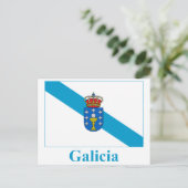 vlag van Galicië met naam Briefkaart (Staand voorkant)